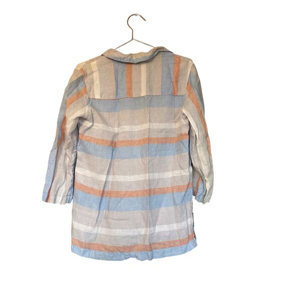 Cynthia Rowley 100% linen muted striped 3/4 sleeve top size small - Picture 3 of 5
